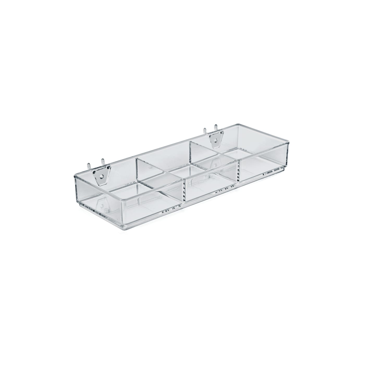 Azar Displays 3-Compartment Tray For Peg/Slat Displays, Small Size, Clear, Pack Of 2 - Image 3