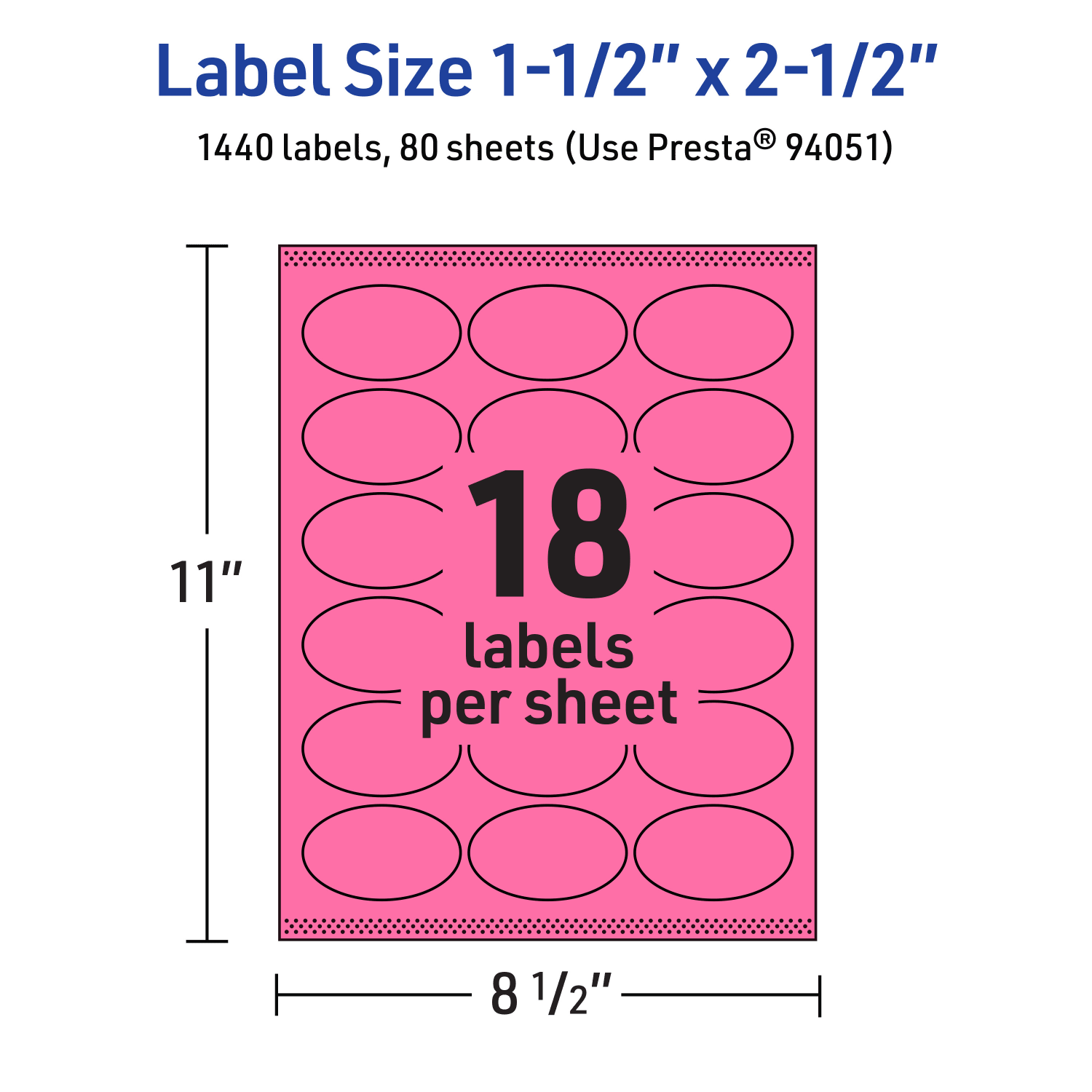 Avery Printable Labels With Sure Feed Technology, 94051-BPP80, Oval, 1-1/2in x 2-1/2in, Matte Bright Pink, Pack of 1440 - Image 6