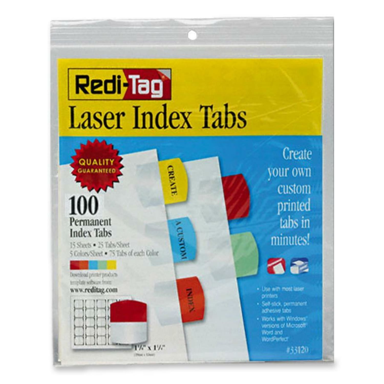 Redi-Tag Laser Index Tabs, 1 1/8in x 1 1/4in, Assorted, Pack Of 100 - Image 3