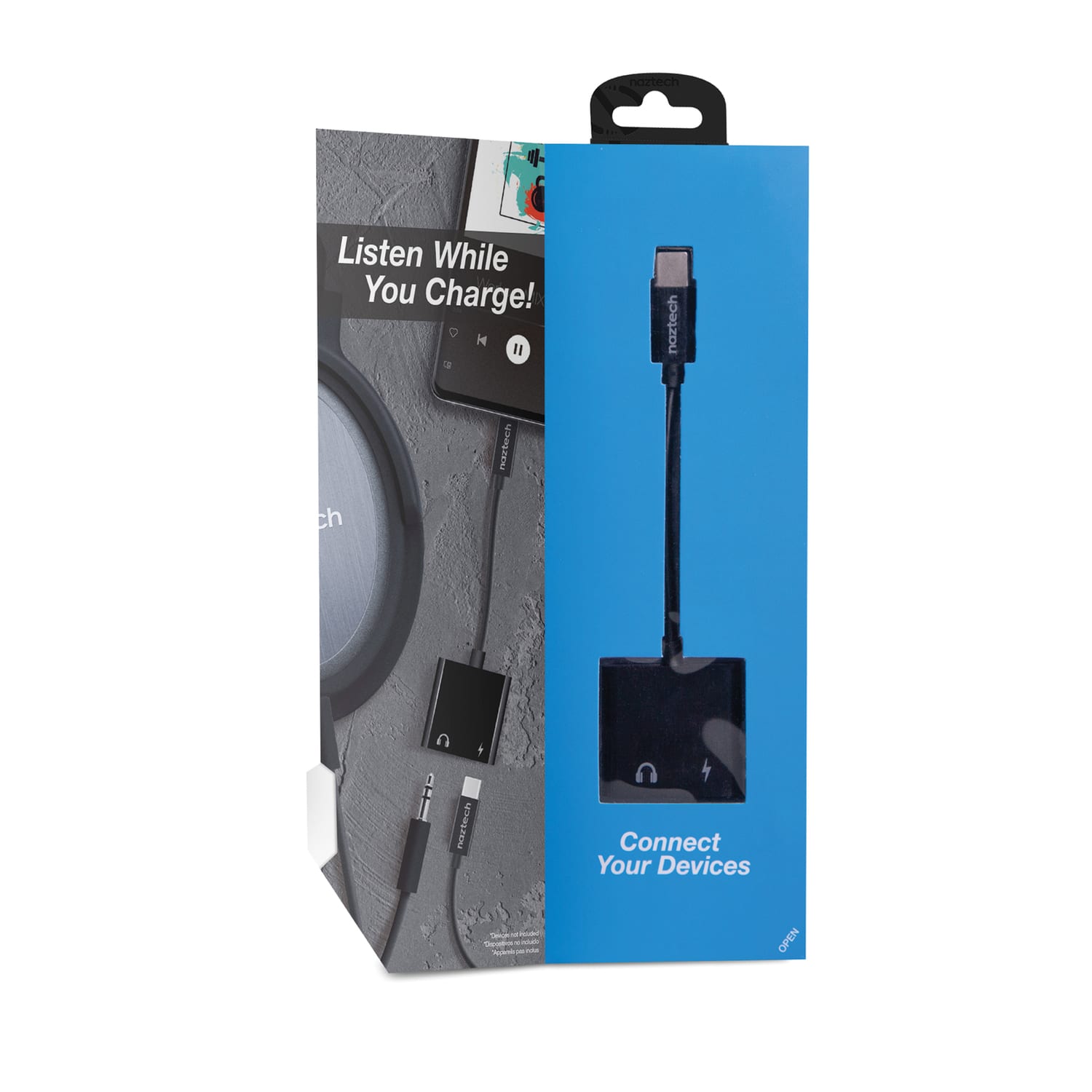 Naztech USB-C to 3.5 mm Audio Plus Charge Adapter, Black, 15163 - Image 4