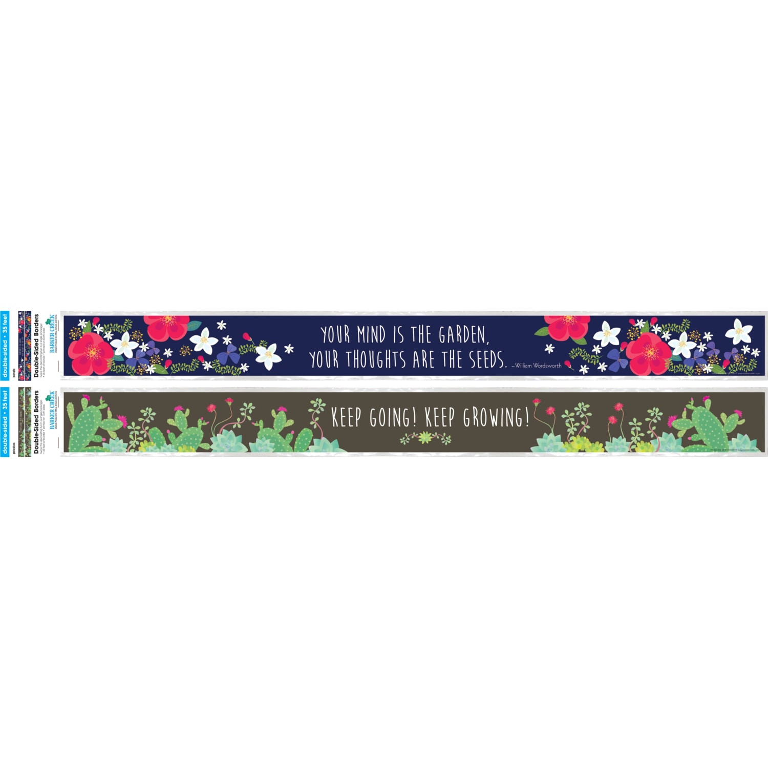 Barker Creek Double-Sided Borders, 3in x 35in, Petals & Prickles, 12 Strips Per Pack, Set Of 2 Packs - Image 5