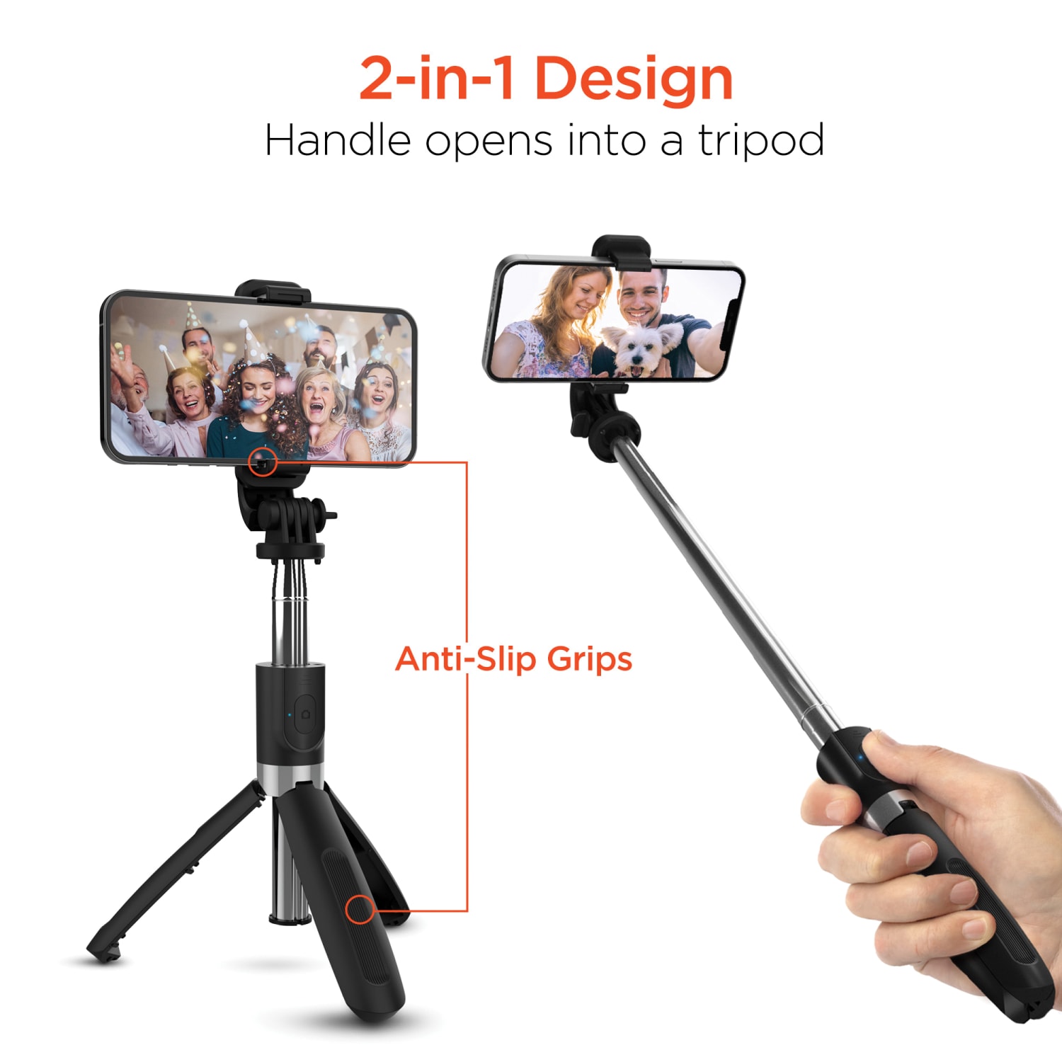 HyperGear SnapShot Wireless Selfie Stick, 7-1/2inH x 1-7/16inW x 1-13/16inL, Black, HPL15437 - Image 3