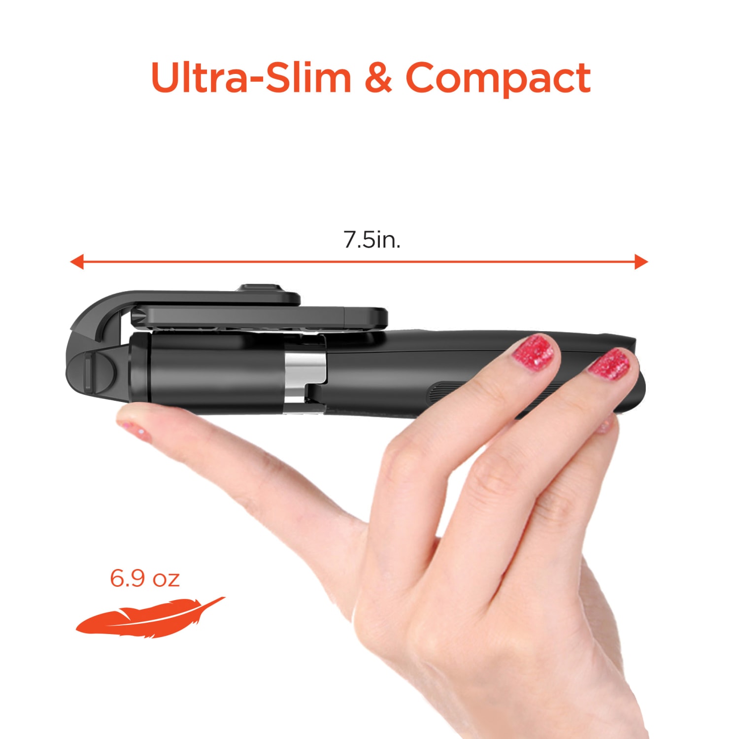 HyperGear SnapShot Wireless Selfie Stick, 7-1/2inH x 1-7/16inW x 1-13/16inL, Black, HPL15437 - Image 4