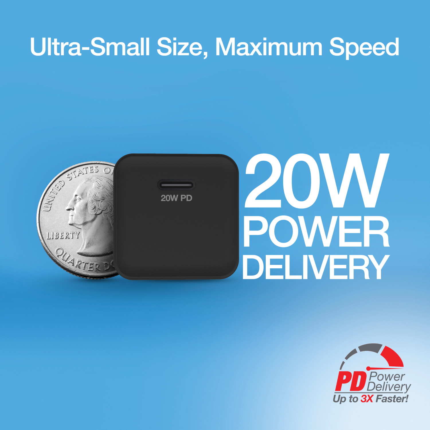 Naztech 20-Watt Power Delivery Mini Fast Wall Charger For iPhone And Android, Black, HPL15441 - Image 3