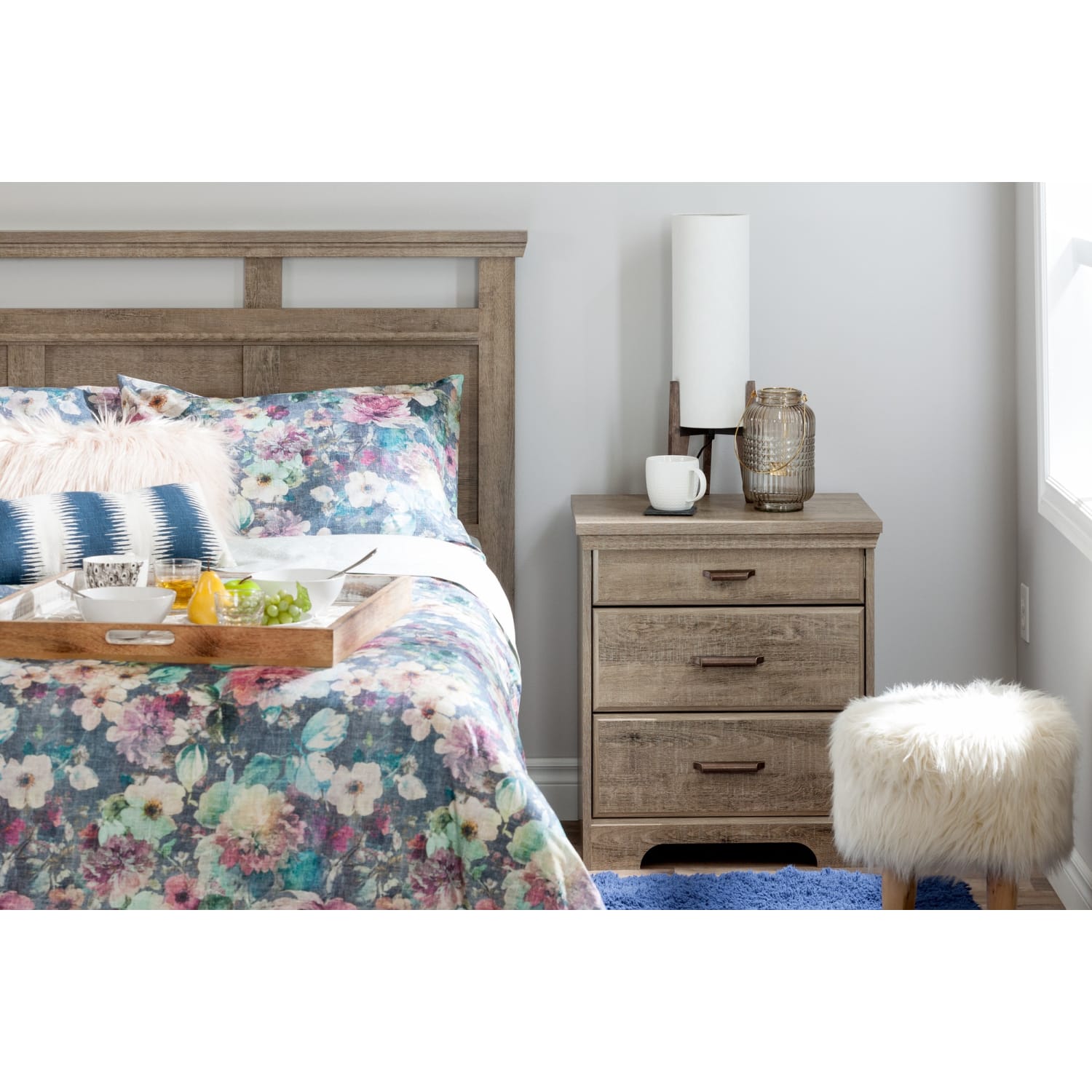 South Shore Versa Nightstand With Charging Station, 27-3/4inH x 23inW x 17-1/2inD, Weathered Oak - Image 3