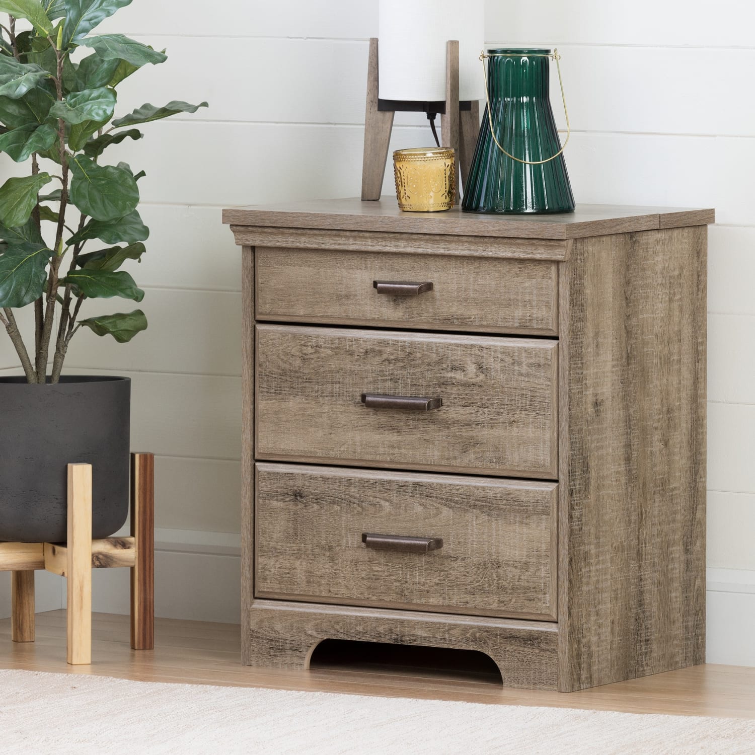 South Shore Versa Nightstand With Charging Station, 27-3/4inH x 23inW x 17-1/2inD, Weathered Oak - Image 5