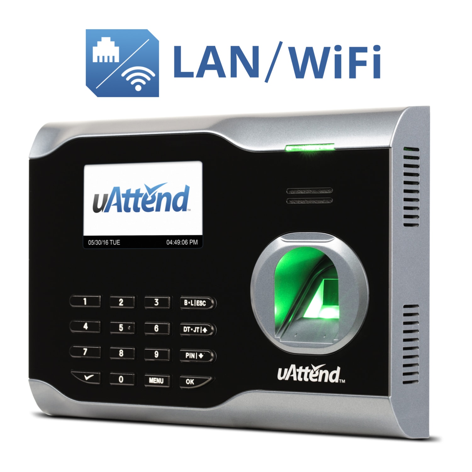 uAttend Biometric Time Clock System, BN6500, 5in x 7in x 2in, Black - Image 4