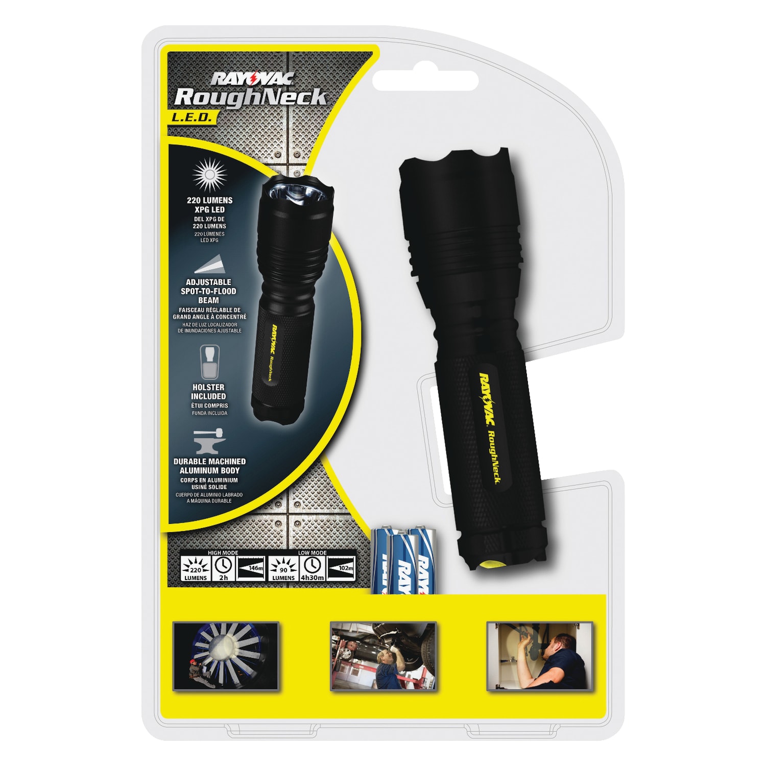 Rayovac RoughNeck LED 3 AAA-Cell Tactical Flashlight, Black - Image 3