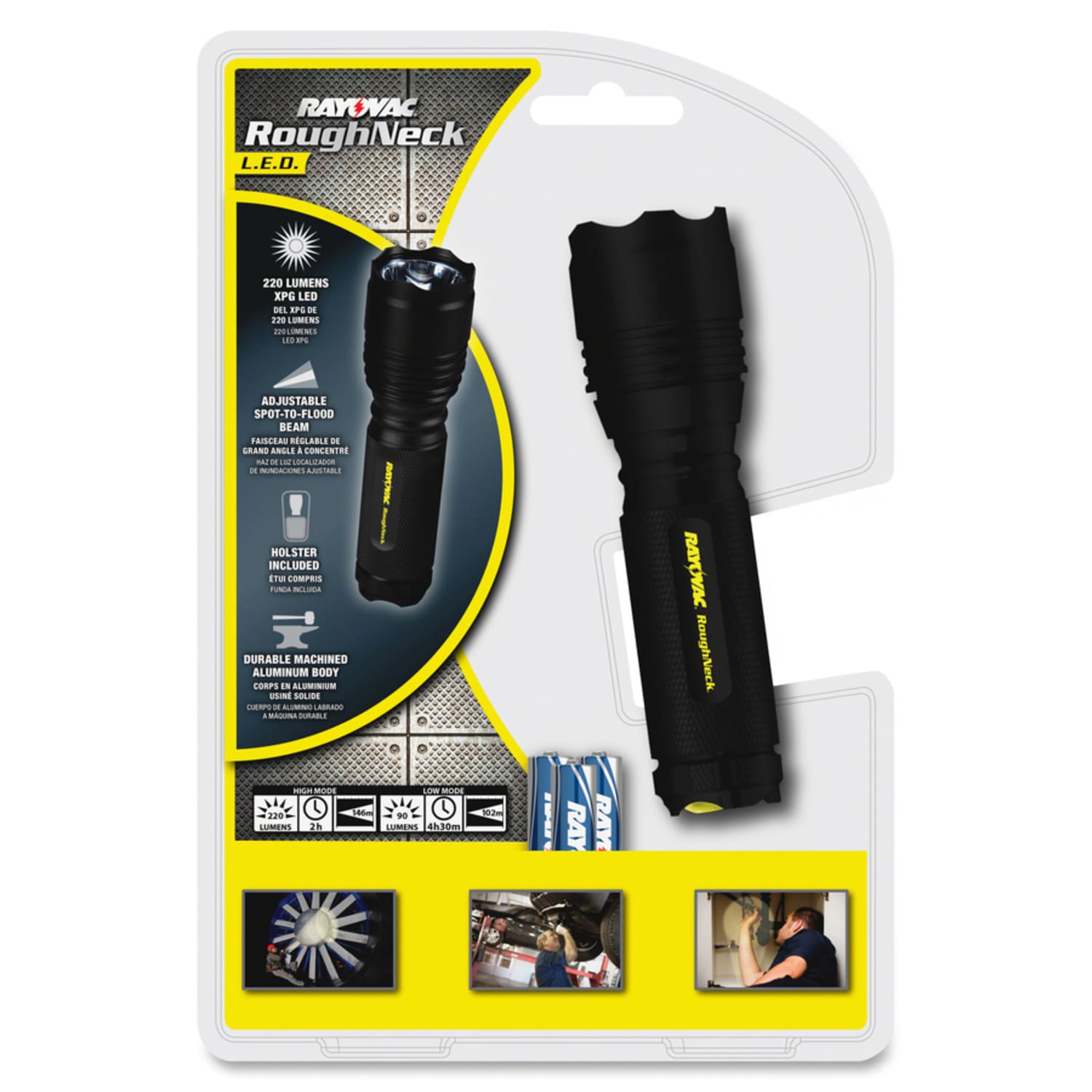 Rayovac RoughNeck LED 3 AAA-Cell Tactical Flashlight, Black - Image 5