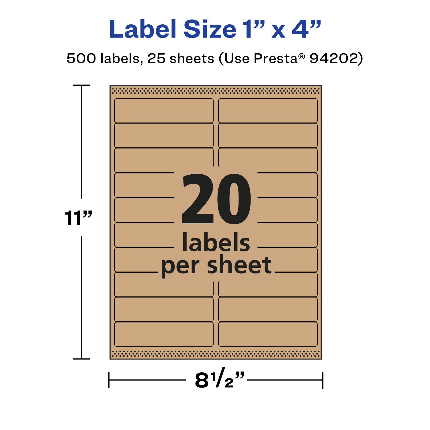 Avery Kraft Permanent Labels With Sure Feed, 94202-KMP25, Rectangle, 1in x 4in, Brown, Pack Of 500 - Image 6