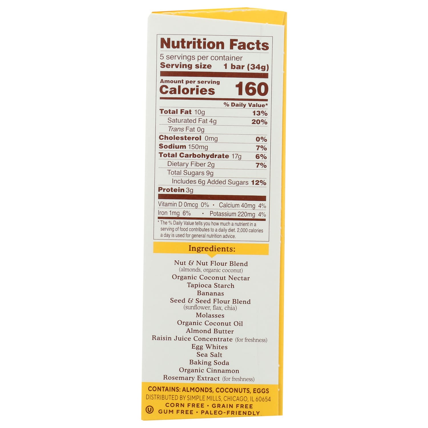 Simple Mills Soft Baked Bars, Nutty Banana Bread, 1.19 Oz, Total Qty 6 - Image 5