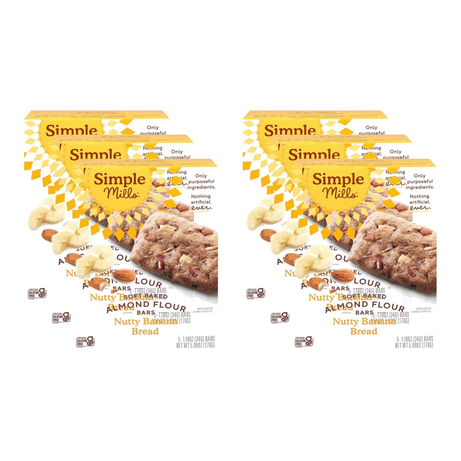 Simple Mills Soft Baked Bars, Nutty Banana Bread, 1.19 Oz, Total Qty 6 - Image 6