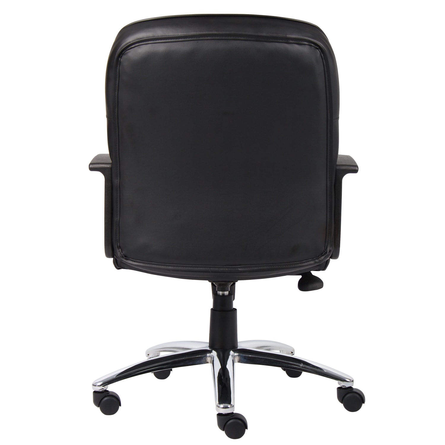 Boss Office Products Overstuffed Ergonomic Vinyl Mid Back Chair Black PopularChairscom