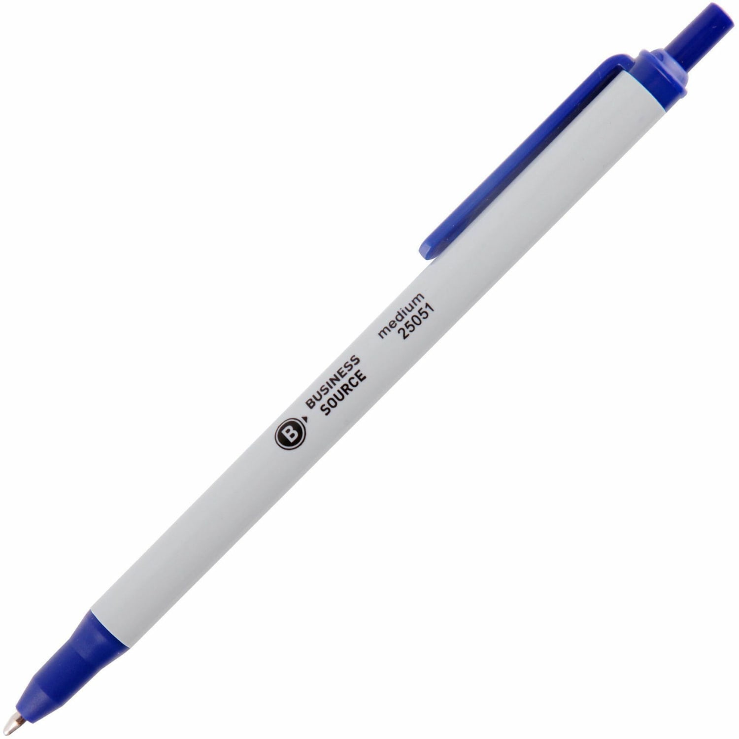 Business Source Retractable Ballpoint Pens - Medium Pen Point - Retractable - Blue - Gray Barrel - 1 Dozen - Image 3