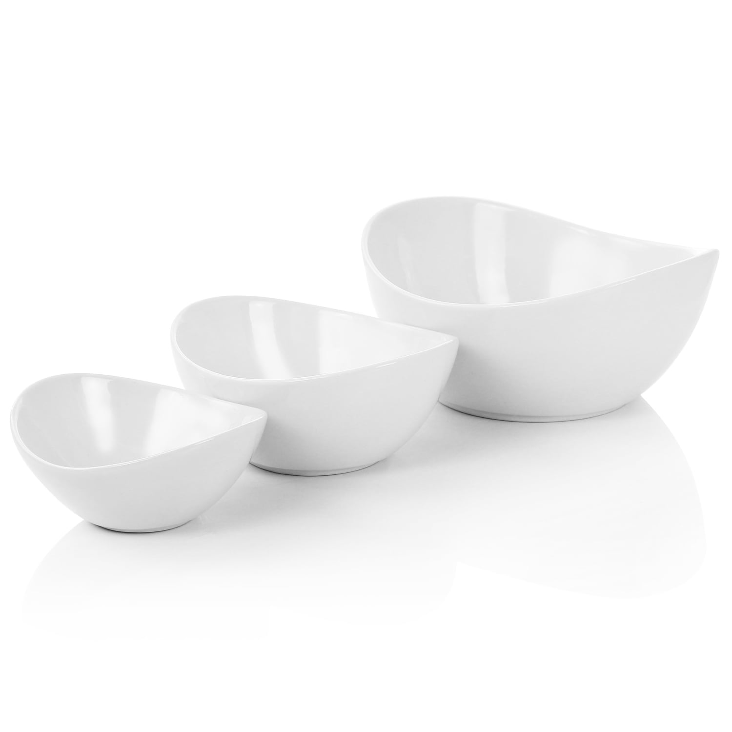 Elama 3-Tier Oval Bowl 4-Piece Serveware Set, 10inH x 7-9/16inW, White - Image 3