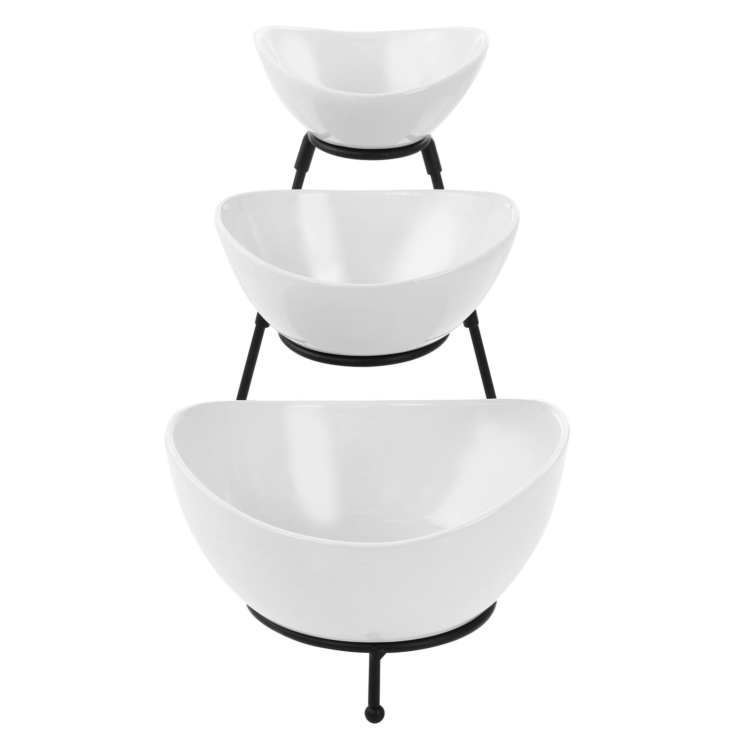 Elama 3-Tier Oval Bowl 4-Piece Serveware Set, 10inH x 7-9/16inW, White - Image 4