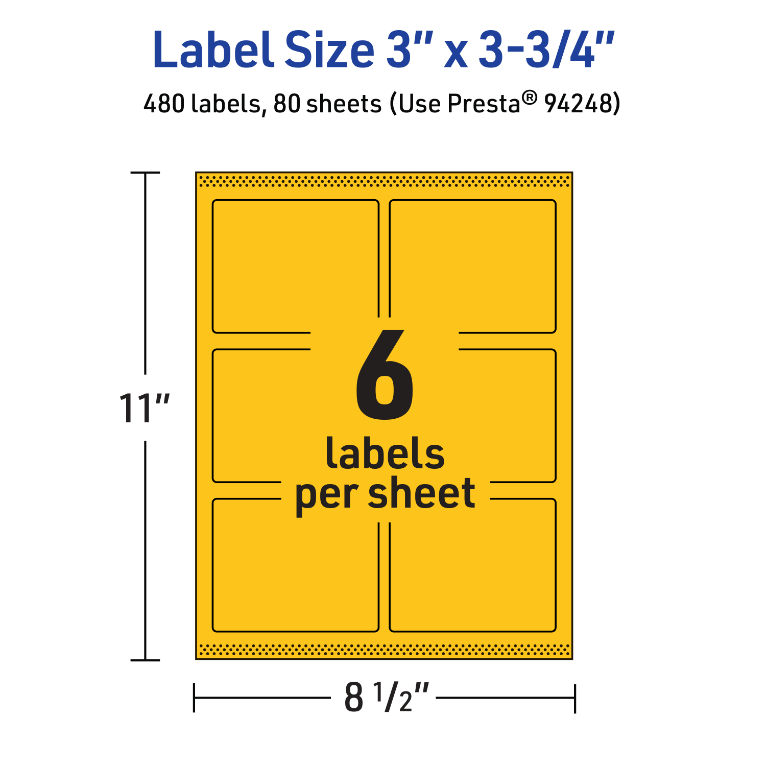 Avery Print-To-The-Edge Labels With Sure Feed Technology And Easy Peel, 94248-BYP80, Rectangle, 3in x 3-3/4in, Matte Bright Yellow, Pack of 480 - Image 6