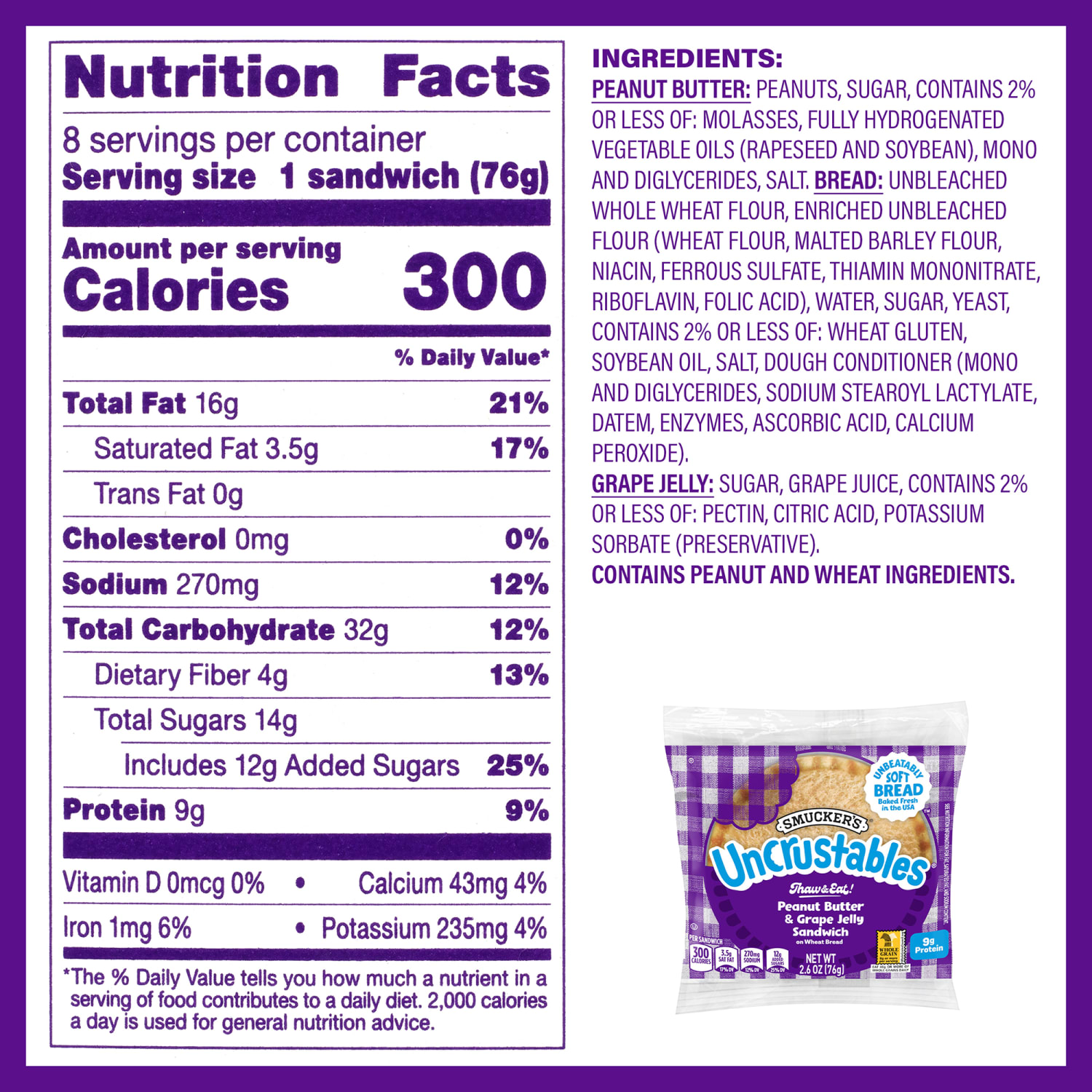 Smuckers Uncrustables Variety, 2.6 Oz, Total Qty 48 - Image 6
