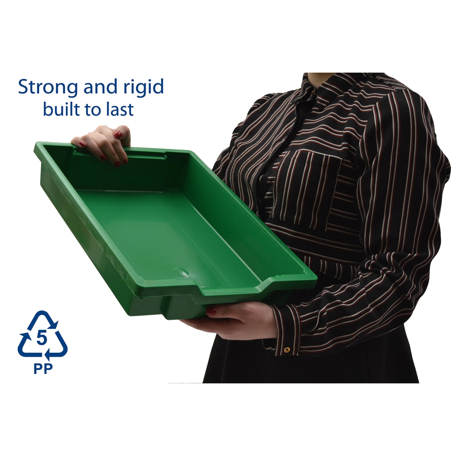 Gratnells Shallow F1 Tray, Heavy Duty School, Industrial & Utility Bins, 12.3in x 16.8in x 3in, Grass Green, Pack Of 8 - Image 4