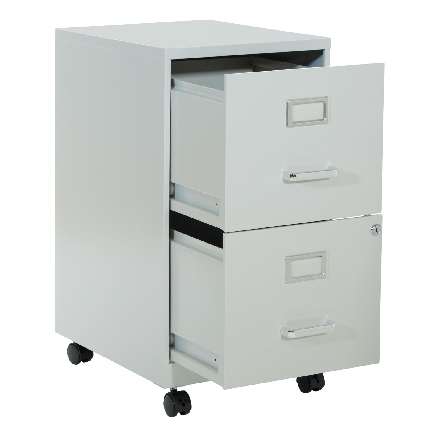 Office Star 20inD Vertical 2-Drawer Mobile Locking File Cabinet, Gray - Image 3
