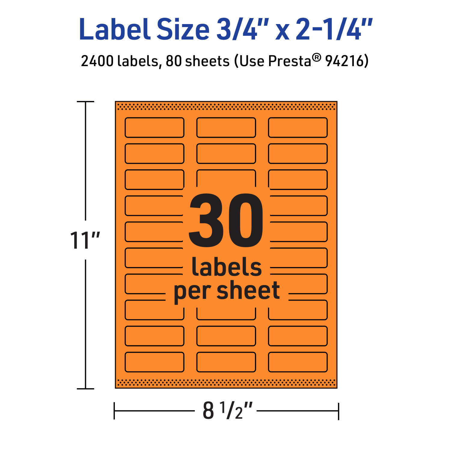 Avery Print-To-The-Edge Labels With Sure Feed Technology And Easy Peel, 94216-BOP80, Rectangle, 3/4in x 2-1/4in, Matte Bright Orange, Pack of 2400 - Image 6