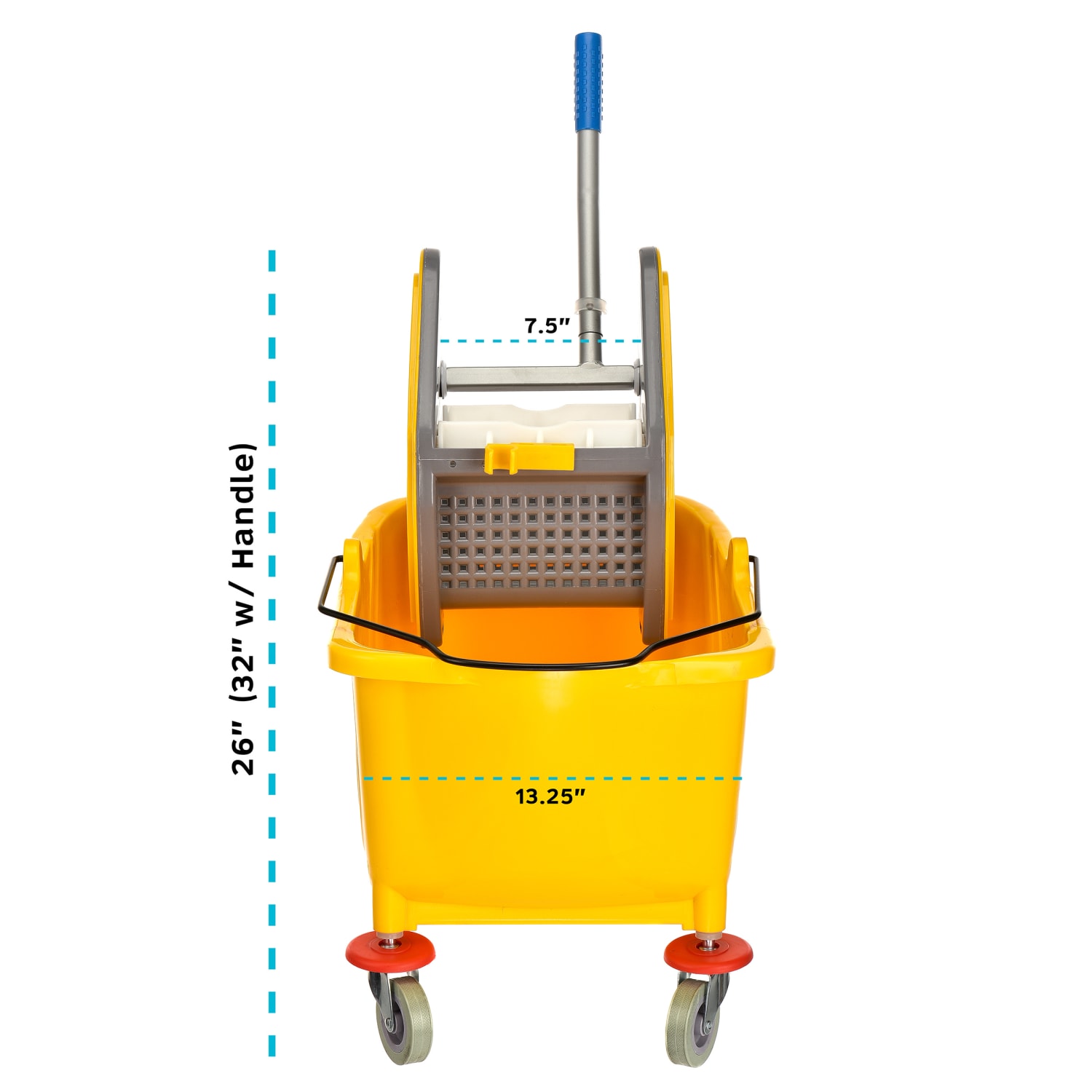 Alpine Industries 36-Quart Mop Buckets With Down Press Wringers, Yellow, Pack Of 2 Buckets - Image 4