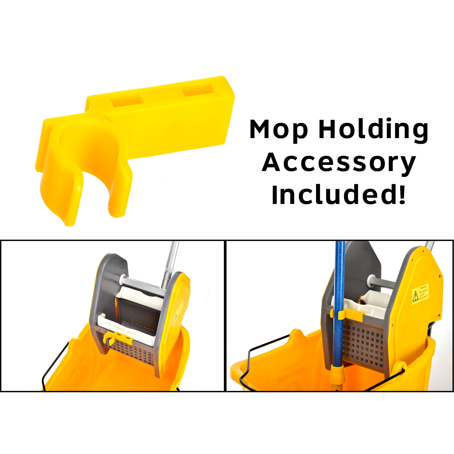 Alpine Industries 36-Quart Mop Buckets With Down Press Wringers, Yellow, Pack Of 2 Buckets - Image 5