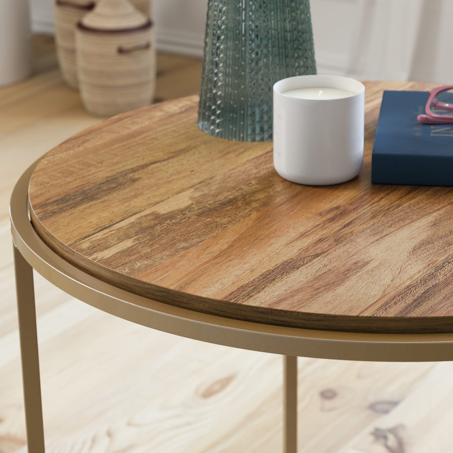 Sauder International Lux Round Side Table, 22-1/4inH x 22inW x 22inD, Sindoori Mango/Satin Gold - Image 6