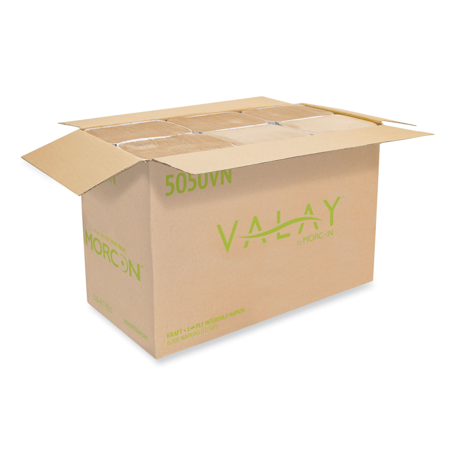 Morcon Tissue Valay Interfolded Napkins, 1-Ply, 6.3 x 8.85, Kraft, 6,000/Carton - Image 4