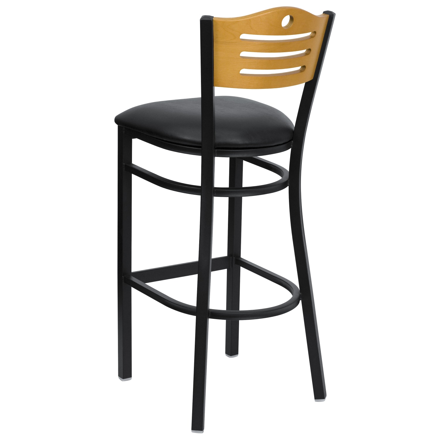 Flash Furniture Metal/Vinyl Restaurant Barstool With Slat Back, Natural/Black - Image 5
