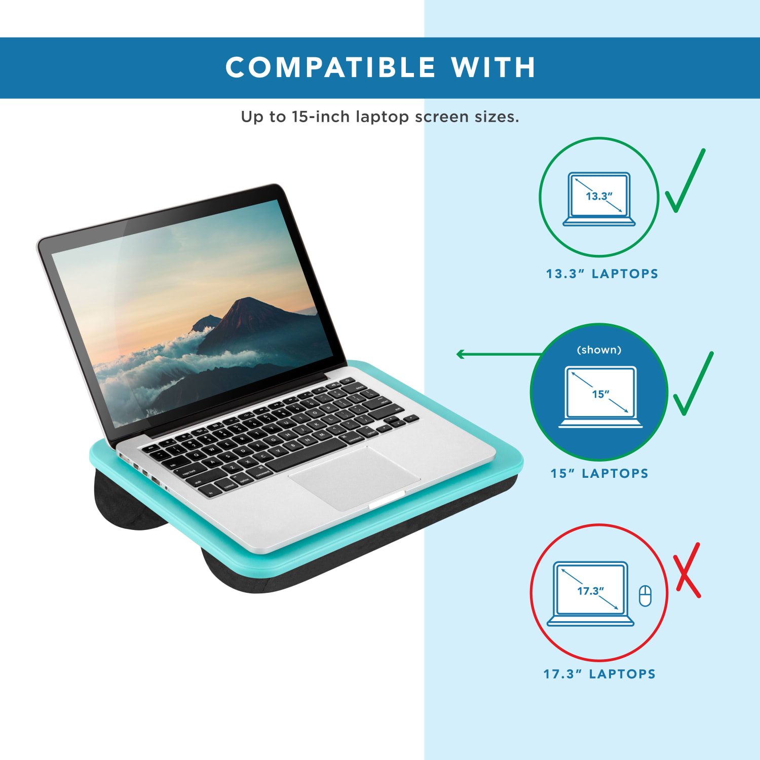 LapGear Compact Lap Desks, Aqua Sky, Pack Of 12 Desks - Image 5