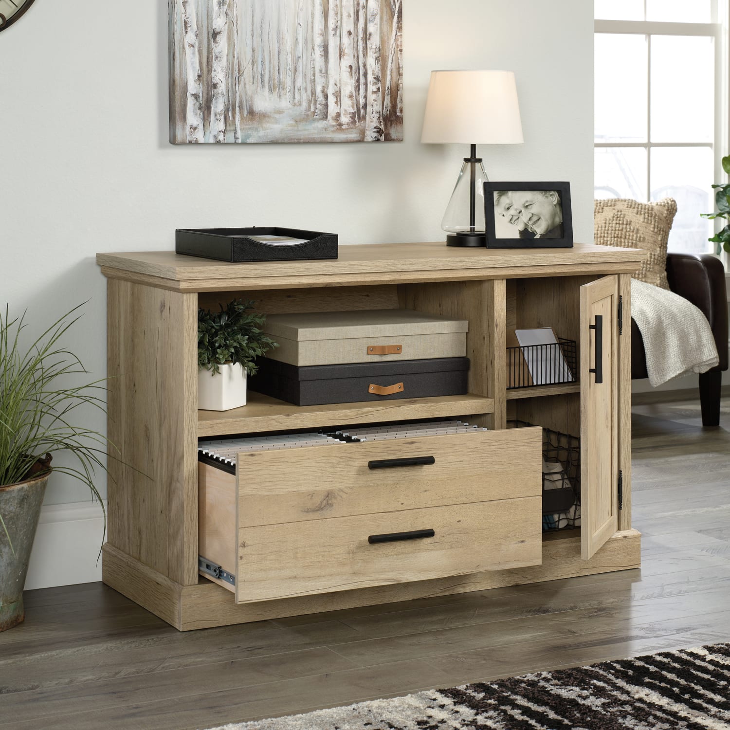 Sauder Aspen Post Credenza-Style 47inW x 19inD Lateral File Cabinet, Prime Oak - Image 6