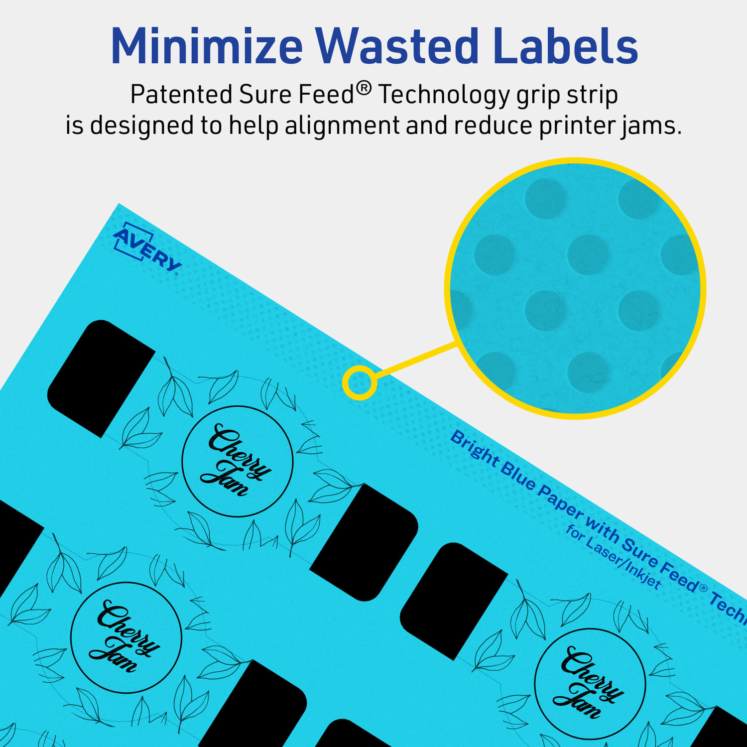 Avery Print-To-The-Edge Labels With Sure Feed Technology, 94122-BBP10, Cigar, 1-1/2in x 3-1/2in, Matte Bright Blue, Pack of 100 - Image 5