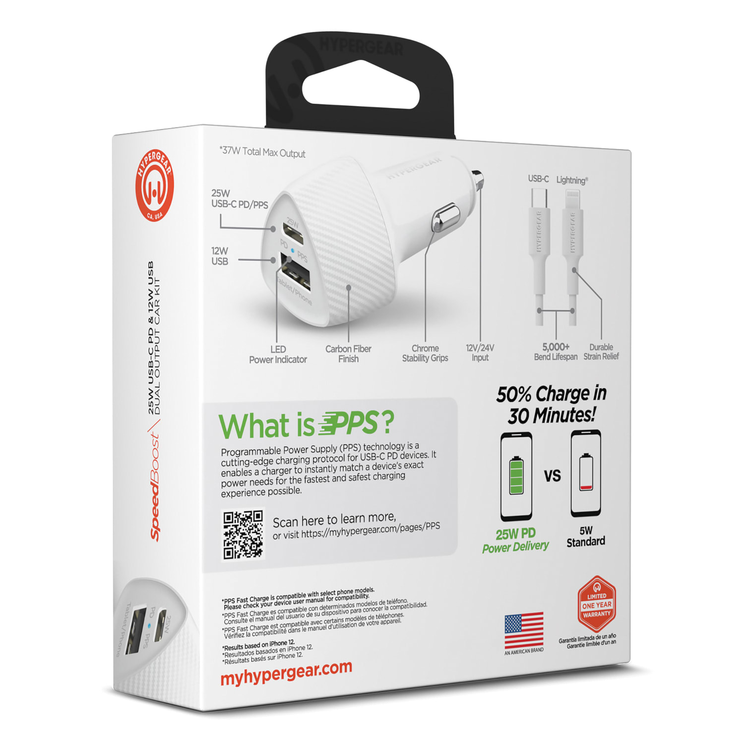 HyperGear SpeedBoost Dual-Outpost Lightning Car Kit For Apple Devices, White, HPL15623 - Image 5