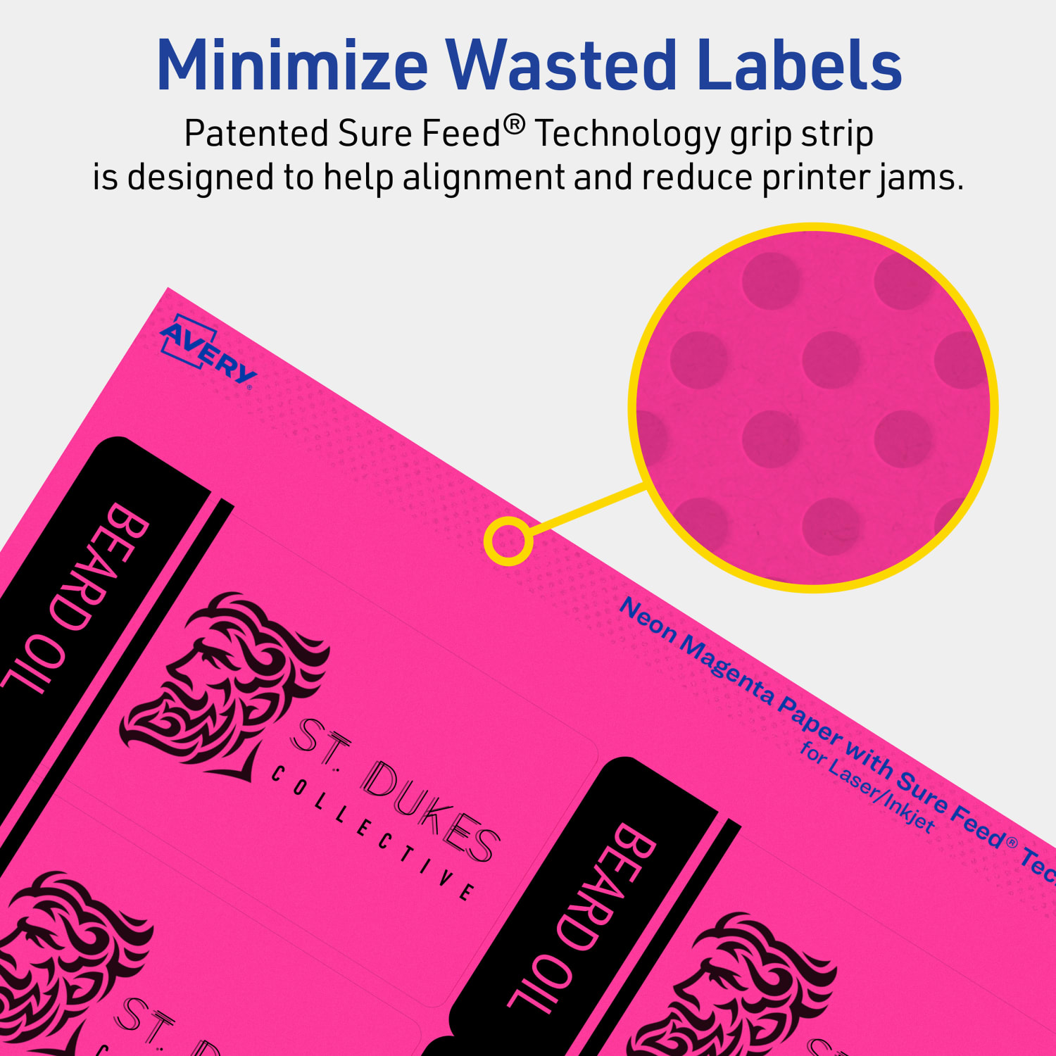 Avery Print-To-The-Edge Labels With Sure Feed Technology And Easy Peel, 94240-NMP10, Rectangle, 2in x 3-3/4in, Matte Neon Magenta, Pack of 80 - Image 5