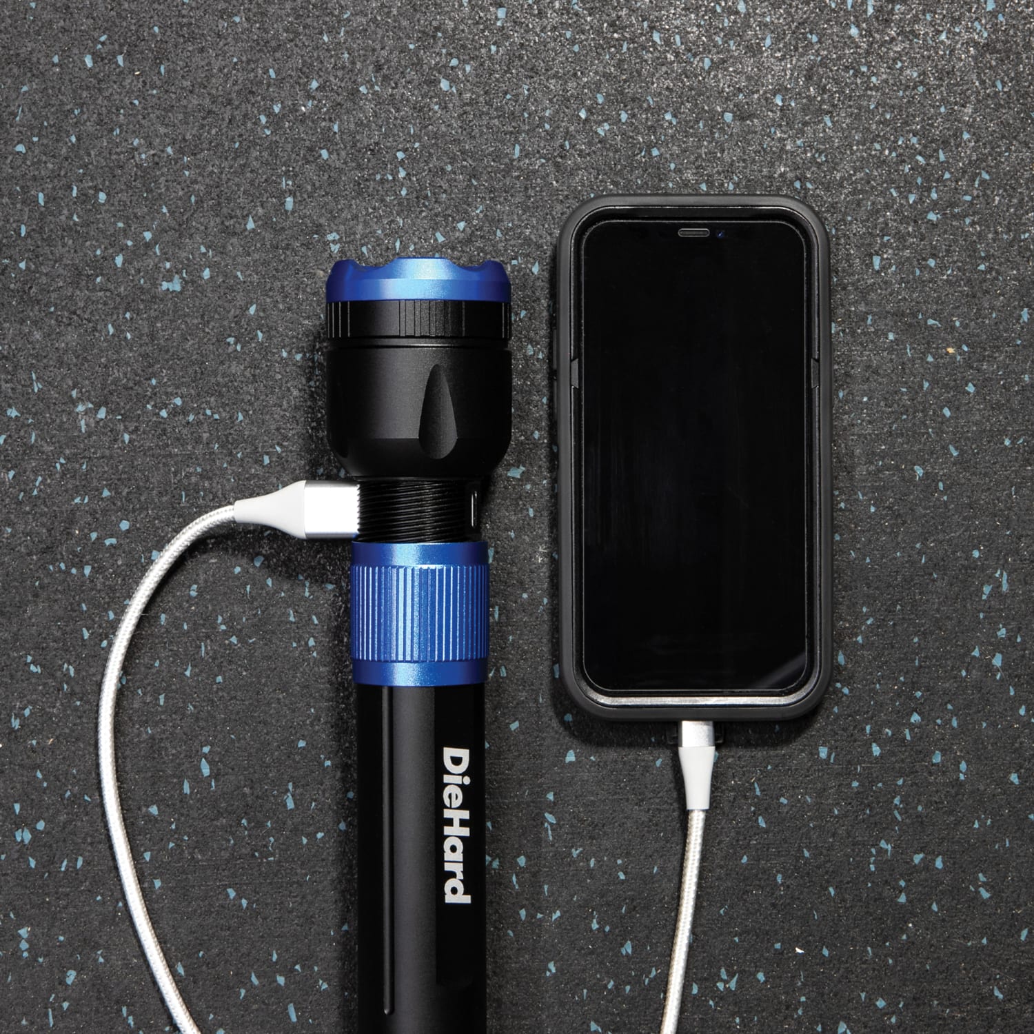 DieHard 37W Water-Resistant COB LED Rechargeable Flashlight with Power Bank, 9-5/16inH x 1-7/16inW x 1-15/16inD, Blue - Image 6