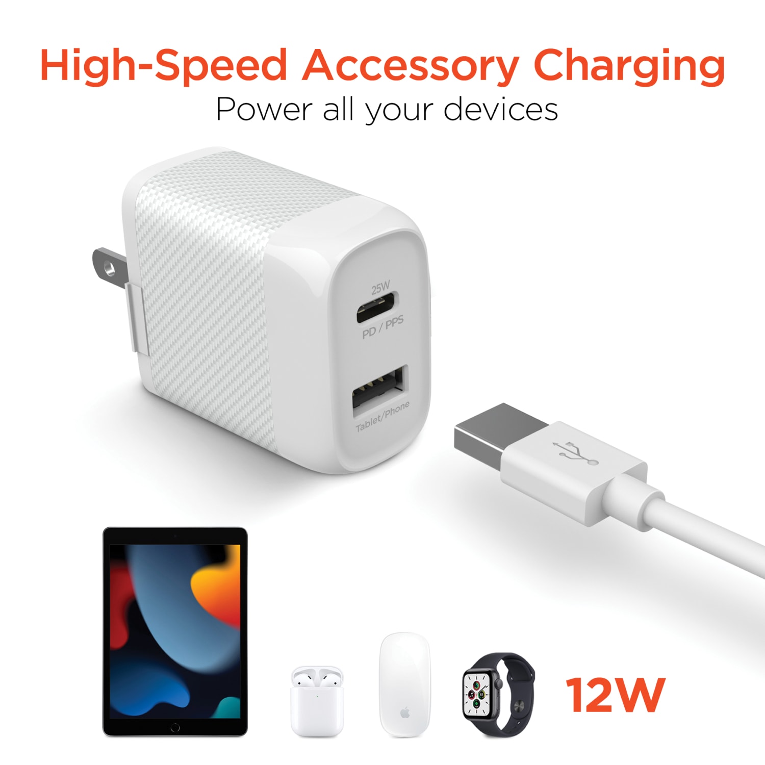 HyperGear SpeedBoost 25W PD Dual-Output Lightning Wall Charger Kit For iPhone/iPad/iPod, White, HPL15627 - Image 5