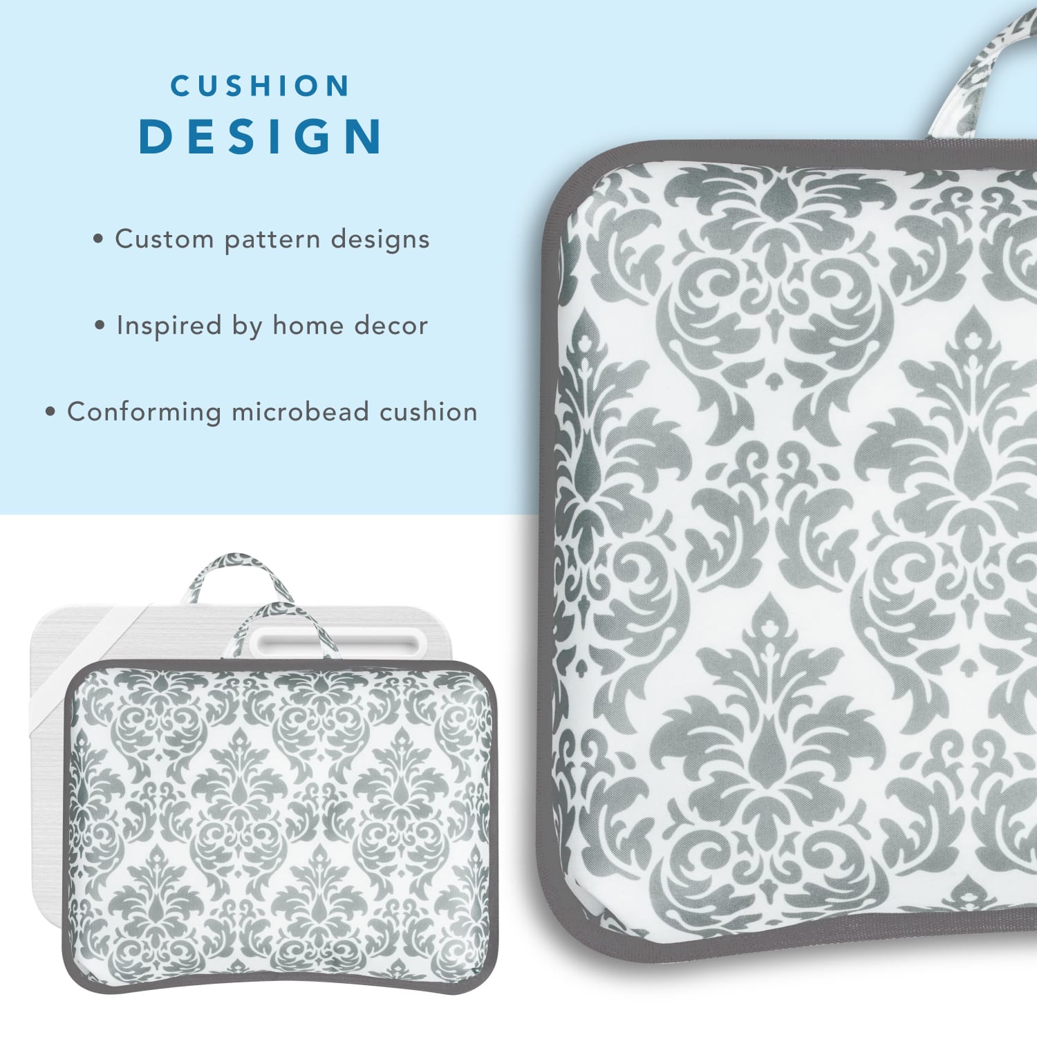 LapGear Designer Lap Desk, 17-3/4in x 13-3/4in, Gray Damask - Image 5
