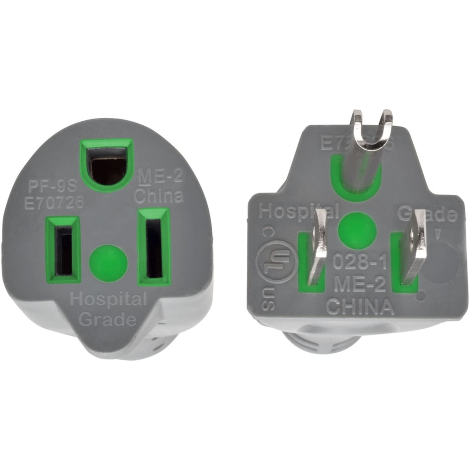 Eaton Tripp Lite Series Hospital-Grade Extension Cord, NEMA 5-15P to NEMA 5-15R - Green Dot, 13A, 125V, 16 AWG, 6 ft. (1.83 m), Gray - P022006GYHG - Image 4