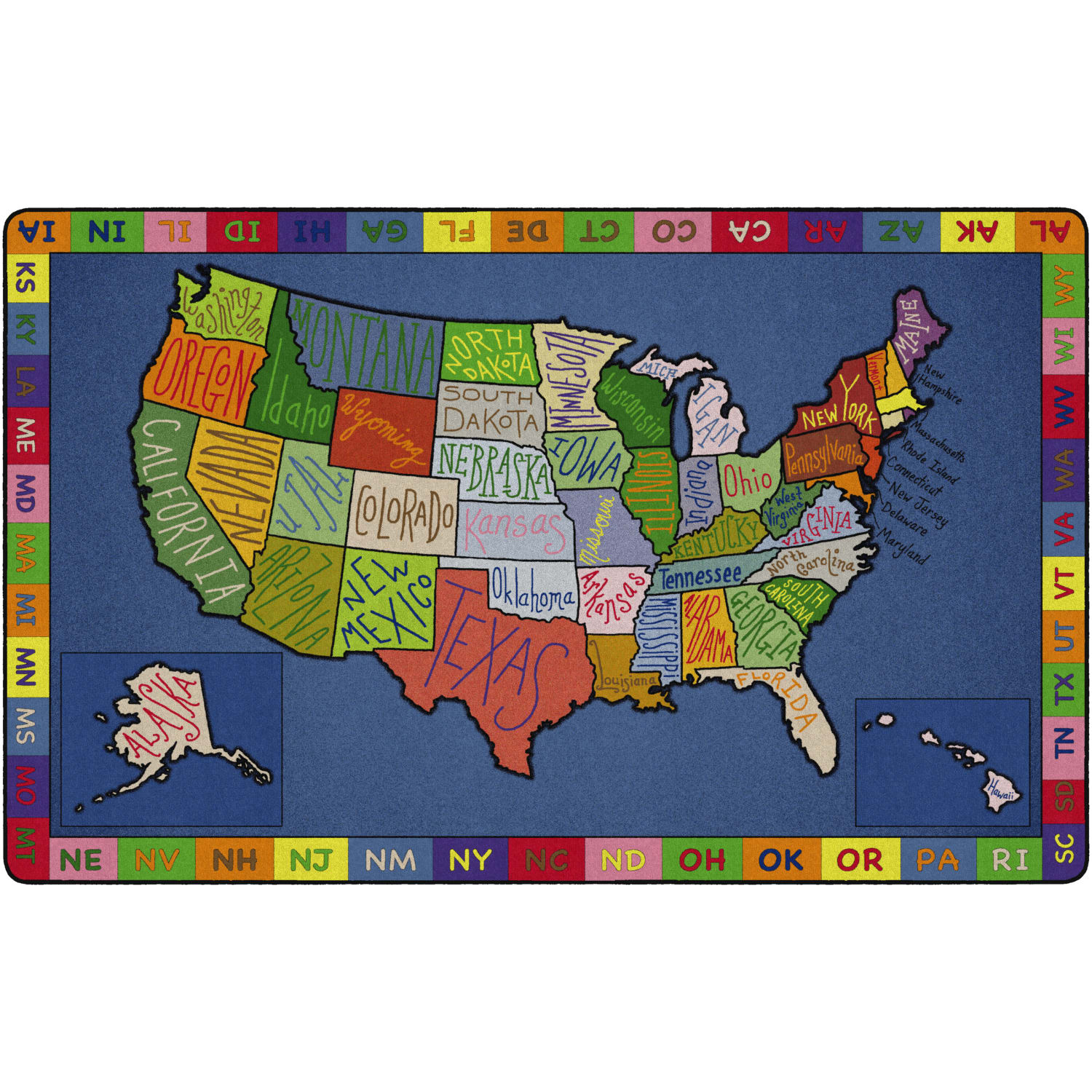 Flagship Carpets My America Doodle Map Rug, 7ft6inH x 12ftW
