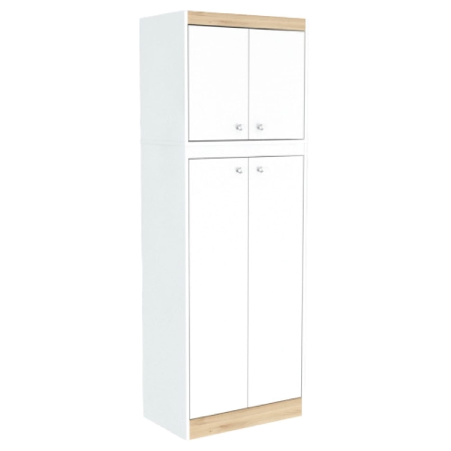 Inval 67inH Kitchen Storage Cabinet With 4 Doors, White/Vienes Oak - Image 3