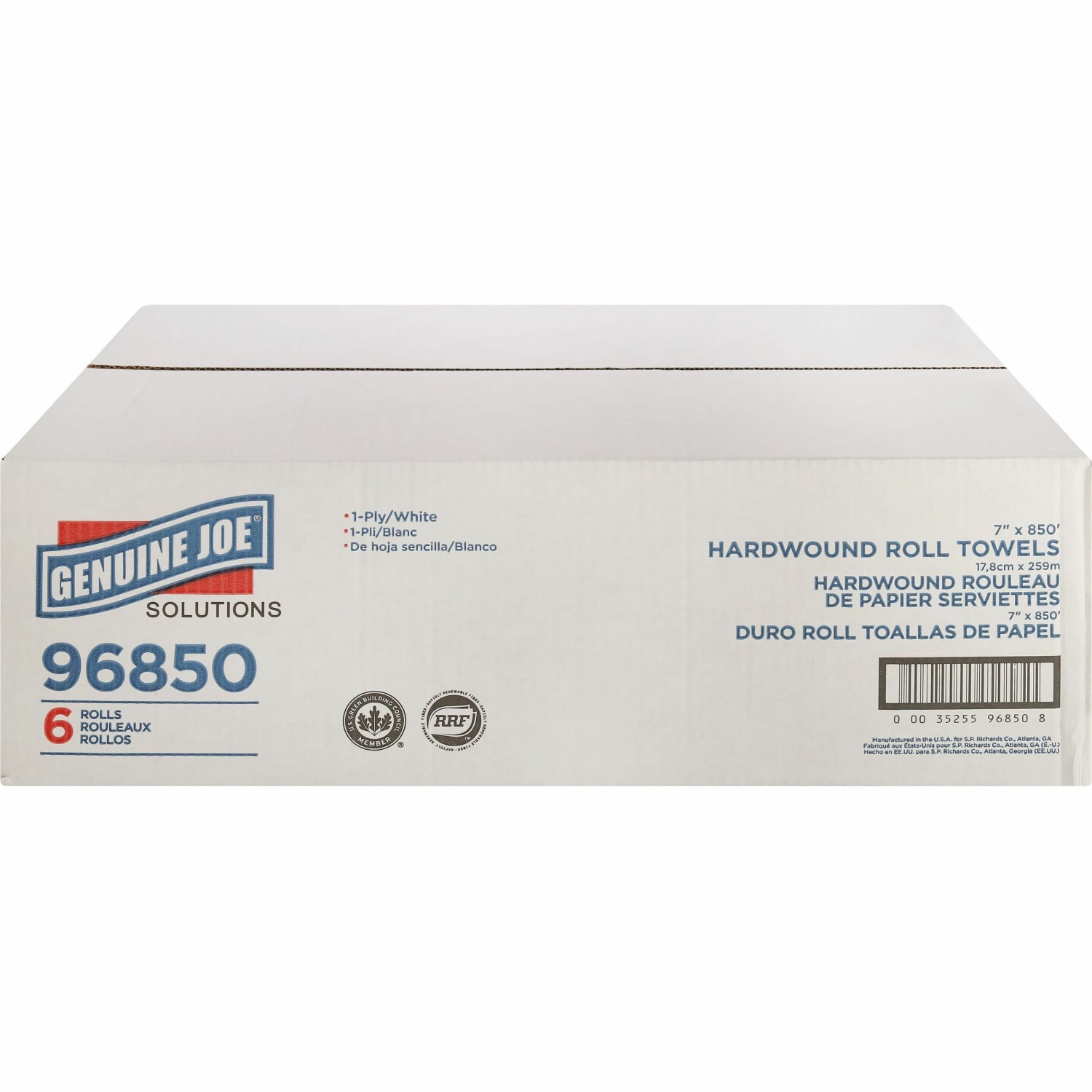 Genuine Joe 1-Ply Non- Hardwound Paper Towels, 850ft Per Roll, Pack Of 6 Rolls - Image 3