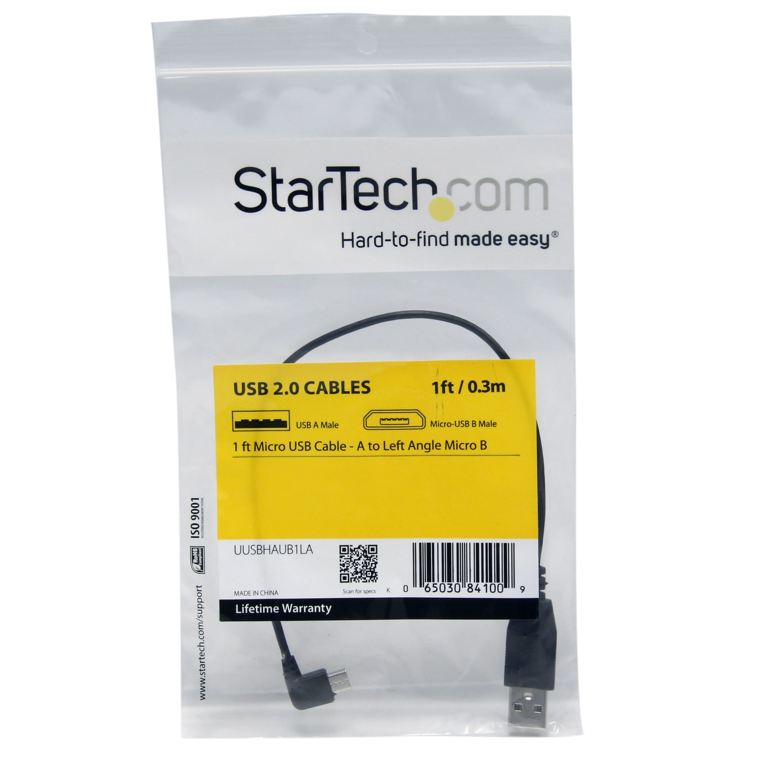 StarTech.com 1 ft Micro USB Cable - A to Left Angle Micro B - Charge or sync your Micro-B USB devices with the cable out of the way - Image 5