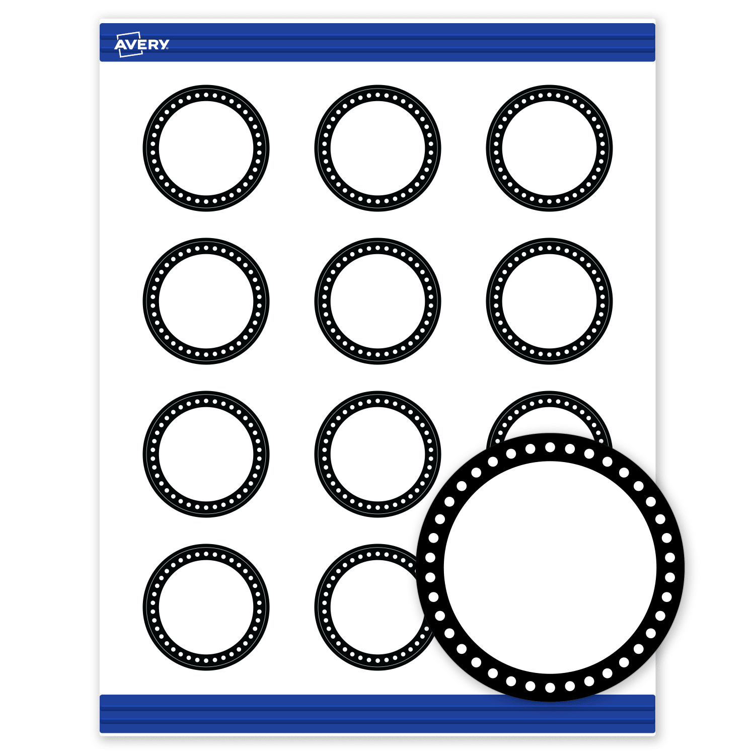 Avery Printable Round Cards With Sure Feed Technology, 2in, Matte White With Black And White Polka Dots, Pack Of 120 - Image 3
