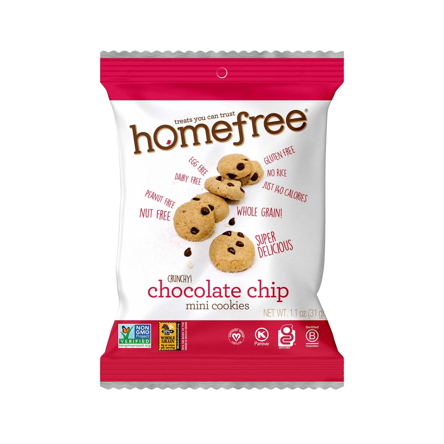 Homefree Chocolate Chip Mini Cookies, 1.1 Oz, Case Of 10 Packages - Image 3