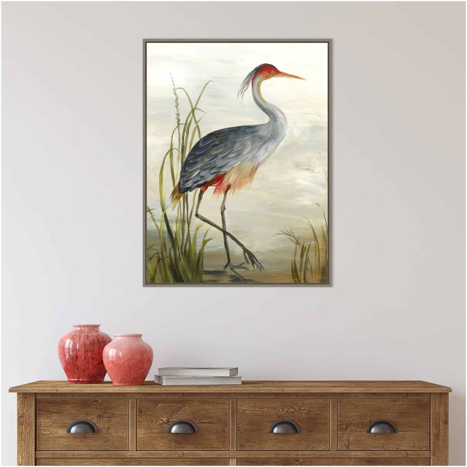 Amanti Art Grey Heron by Aimee Wilson Framed Canvas Wall Art Print, 23in x 30in, Graywash - Image 5