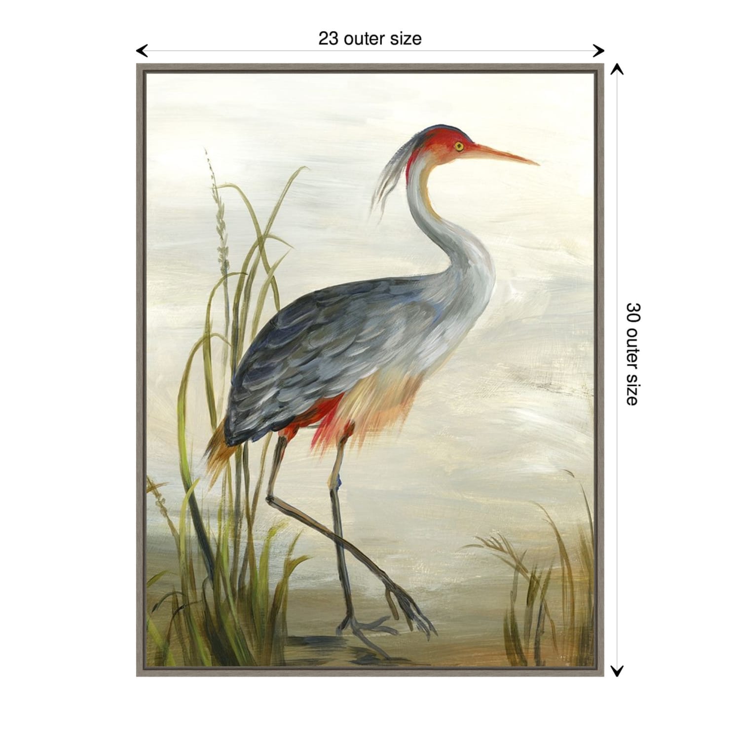 Amanti Art Grey Heron by Aimee Wilson Framed Canvas Wall Art Print, 23in x 30in, Graywash - Image 6