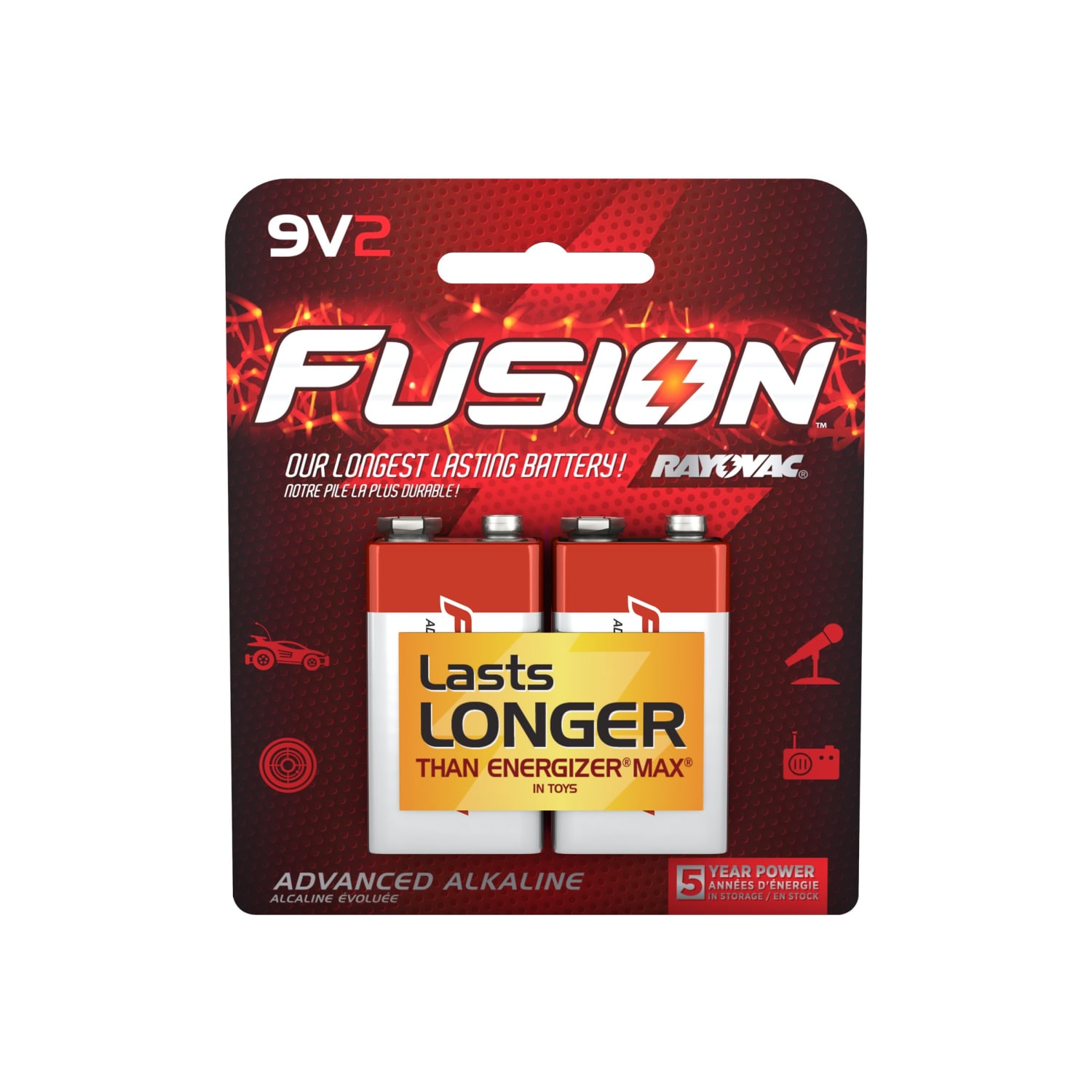 Rayovac Fusion Alkaline 9V Batteries - For Multipurpose - 9 V DC - 2 / Pack