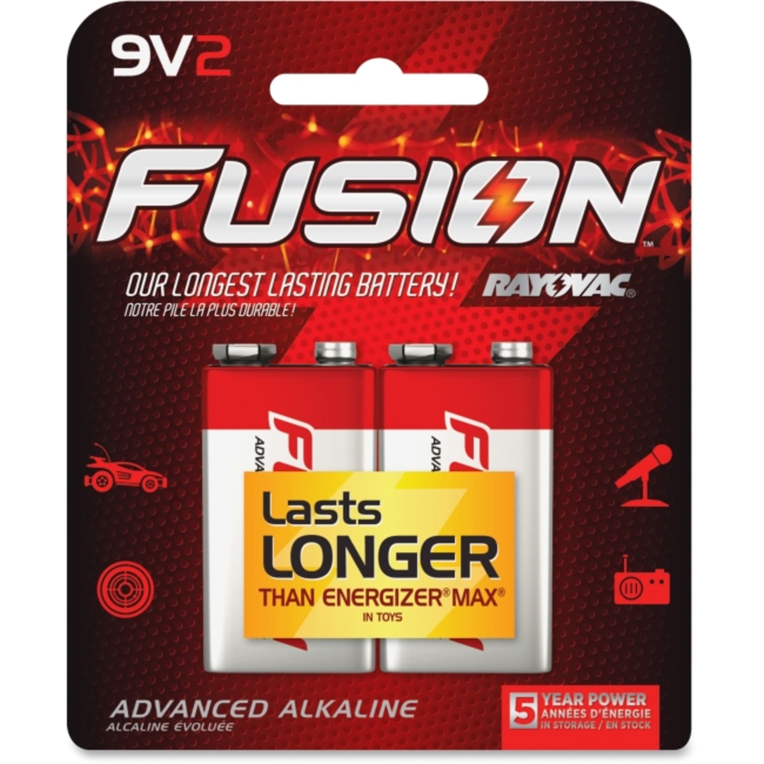Rayovac Fusion Alkaline 9V Batteries - For Multipurpose - 9 V DC - 2 / Pack - Image 3