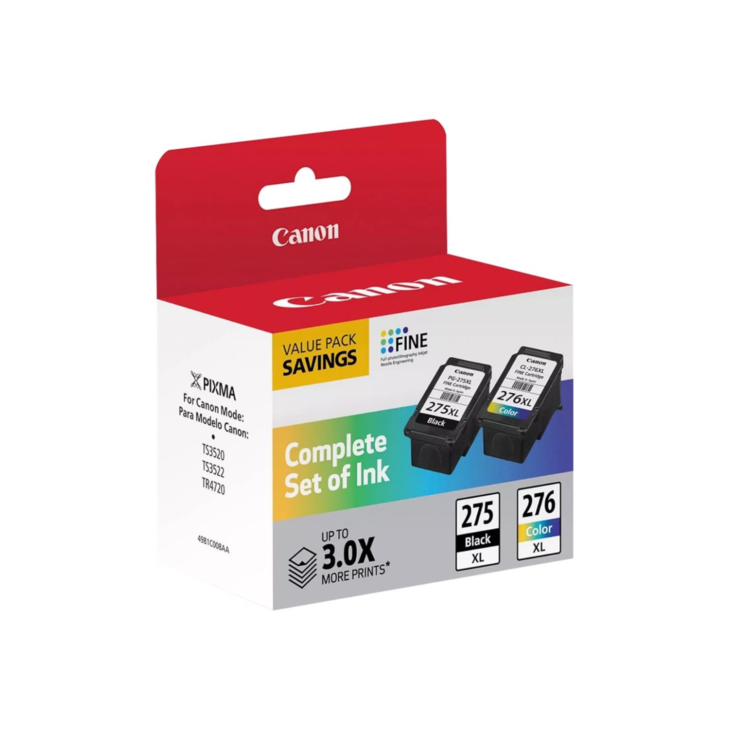 Canon PG-275XL Black/CL-276XL Tri-Color High-Yield Ink Cartridges, Pack Of 2, 4981C008 - Image 5